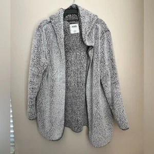PINK Hooded Fleece Jacket Gray Medium - Picture 1 of 9