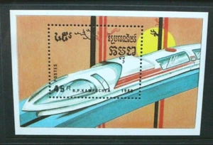 CAMBODIA 1989 Railways Trains Locomotives. SOUVENIR SHEET. MNH. SGMS967. - Picture 1 of 1