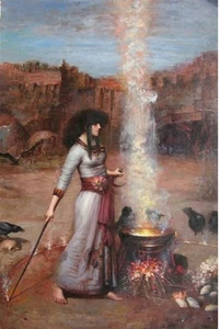 Oil Painting repro John William Waterhouse The Magic Circle - Picture 1 of 1
