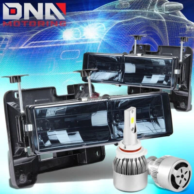 FARO CARCASA AHUMADA + LED BLANCO 9006 HID + VENTILADOR AJUSTE 88-98 CHEVY C10 C/K Foto 1 de 4