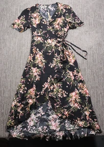 Nuevo con etiquetas Vestido envolvente Coco + Carmen XXL negro floral dobladillo asimétrico bohemio - Imagen 1 de 10