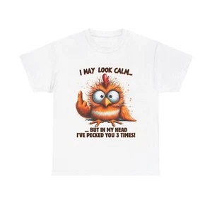 I May Look Calm Sarcastic Bird T-Shirt Funny Sarcasm Gift Idea Unisex Softstyle - Picture 1 of 21