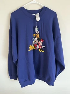 NEW Vintage Disney Store Fab 5 Embroidered Blue Crewneck Sweater 2XL - Picture 1 of 4