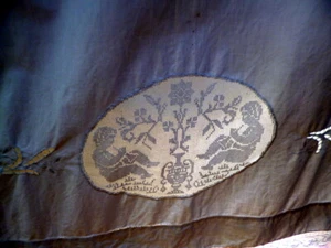 EXQUISITE Hand Embroidered CHERUB FIGURAL LACE Sheet *MOVIE STAR ESTATE - Picture 1 of 8