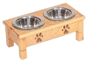 Small TABLE TOP DOG FEEDER Handmade Dogs Puppy Food Stand 2QT Bowls Unfinished - Picture 1 of 5