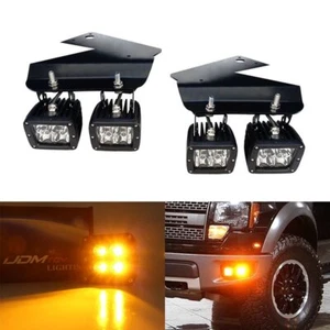 Amber 80W CREE LED Pods w/ Lower Bumper Brackets, Wiring For 10-14 Ford Raptor - Imagen 1 de 9
