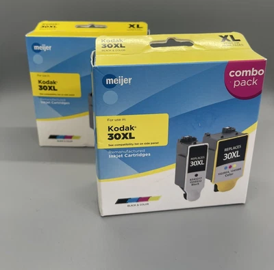 2 Pack - Black & Color Printer Ink Cartridges For Kodak 30XL Combo Pack - Image 1 of 4