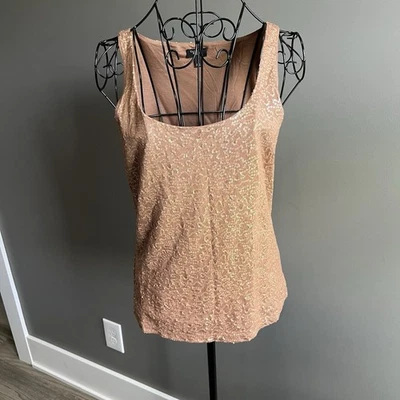 Talbots Petites Sequin Tank Top Scoop Neck Lined Sleeveless Pullover Pink Small - Image 1 of 4