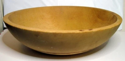 Primitive MUNISING Wooden Dough Bowl Wood 13 3/8 x 12 7/8" x 4" x 5/8" Thick - Image 1 of 4