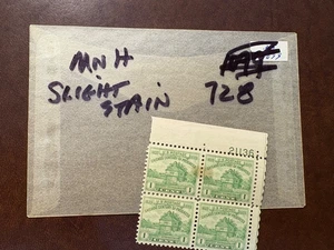 U. S. plate block - 728 - Washington Headquarters - comb. shipping! - Picture 1 of 1