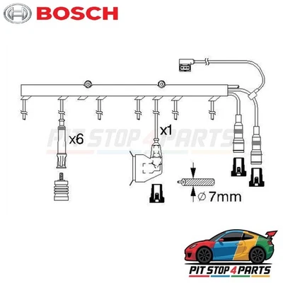 Bosch 0986356323 Ignition Leads Fits BMW 3 Series 1986-1991 12121720529 - Image 1 of 4