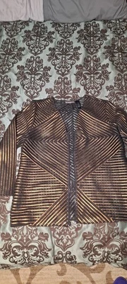 Chico’s Travelers Open Front Mesh Metallic Jacket Size 3 XL Dressy Zip Front - Image 1 of 4
