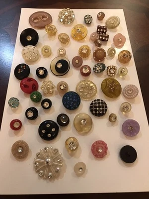 Vintage & Modern Rhinestone Button Lot Plastic & Glass - Image 1 of 4