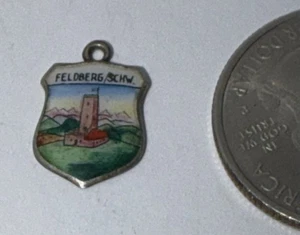 Vintage Feldberg / Schw Germany 800 Silber Schild Armband Charm - Bild 1 von 4