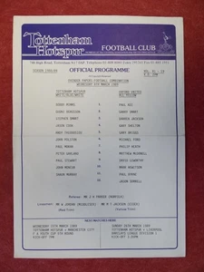SPURS V OXFORD UNITED | 1988/1989 | RESERVAS | 8 MAR 1989 | UK FREEPOST - Imagen 1 de 2