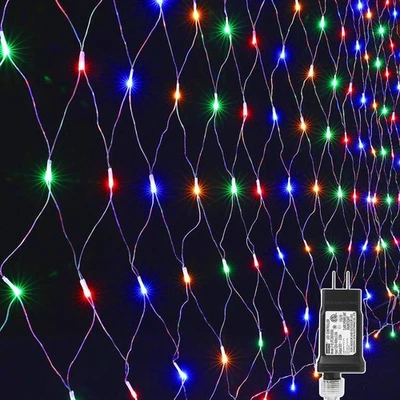 LYHOPE 12ft x 5ft 360 LED Christmas Net Lights, 8 Modes Low Voltage Mesh Christmas Deco
