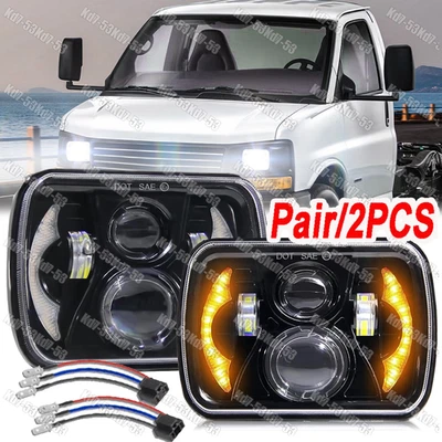 Par de faros LED rectangulares de 7x6" para camioneta de carga Chevrolet Express 1500 1996-2017 Foto 1 de 4