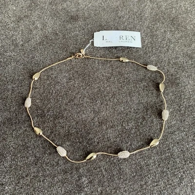 Collar estación pera pavé cristal dorado Lauren Ralph Lauren 17" Foto 1 de 4