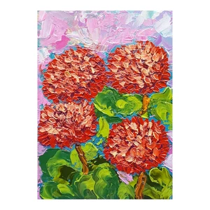 Arte de pared hecho a mano decoración arte flores 3D geranio pintura original 7x5 pulgadas - Imagen 1 de 21