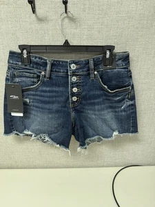 Silberne Damen Jeansshorts W28 L4 Knopfleiste dunkle Waschung  - Bild 1 von 5