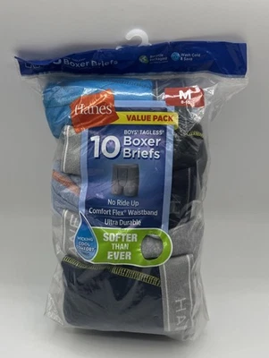 Hanes Boys Boxer Briefs 10-Pack Medium Tagless Cool Comfort Flex Breathable -New - Image 1 of 4