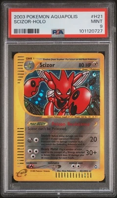 PSA 9 MINT 2003 POKEMON AQUAPOLIS #H21 SCIZOR-HOLO TRADING CARD - Image 1 of 2