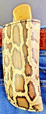 Funda de cuero Buck 110 pitón birmano piel de serpiente estuche hecho a mano cuchillo 6265 Foto 1 de 4