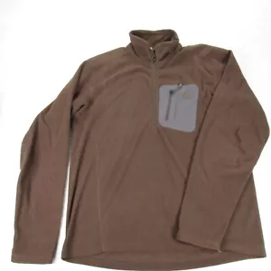 Eddie Bauer Sweater Mens Medium Brown First Ascent Logo Fleece 1/2 Zip Pullover - Picture 1 of 11