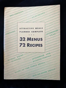 Attraktive Mahlzeiten geplant komplett 32 Menüs 72 Rezepte 1931 Buch Rumford Company - Bild 1 von 18