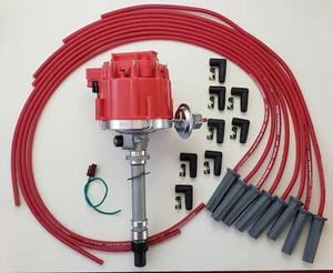 CHEVY CORVETTE 396 454 TACH DRIVE RED HEI DISTRIBUTOR + 8.5mm UNIVERSAL WIRES US - Picture 1 of 4