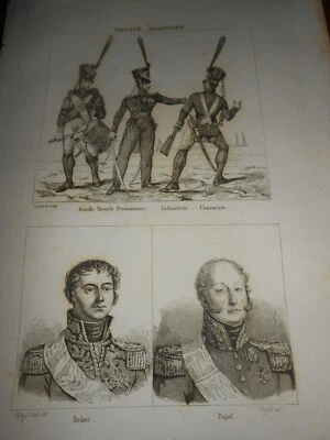 1836 ENGRAVING PRUSSIAN ROYAL GUARD INFANTRY CHASSEURS BEKER PAYOL NAPOLEON - Image 1 of 2