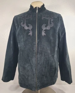 Pamela McCoy Echtleder Wildleder Biker/Western Applikation Jacke Mantel Damen 1X - Bild 1 von 16