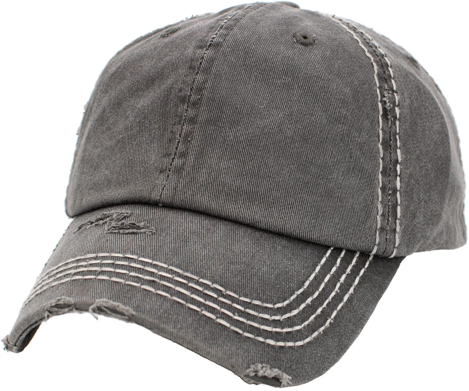 Vintage Washed Distressed Cotton Thick Stitching Dad Hat Baseball Cap Adjustable - Image 1 of 1