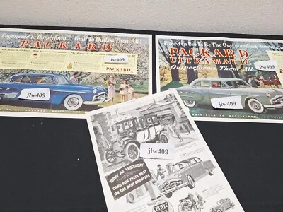 3 Vintage 1952 PACKARD ADS Original Print Ad Car Ads - Image 1 of 4