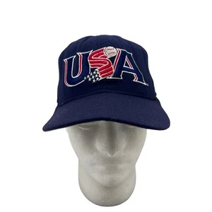 Vintage USA Baseball New Era Hat Mens 7 1/8 Blue Fitted Wool Cap Made USA - Picture 1 of 11