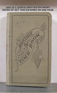 Monthly Time-Book For Contractors, Employers and Workmen 1940 - Picture 1 of 5