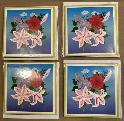 NEW LOT (4) Up With Paper Pop-Up BLANK Greeting Cards TREASURES Flowers GLITTER - Image 1 of 3