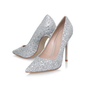 silver sparkly stilettos