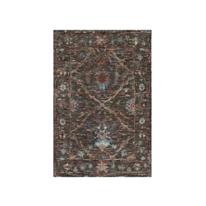 2'x3' Brown Hand Knotted Leaf and Flower Design Wool and Silk Mat Rug G91151 - Picture 1 of 8
