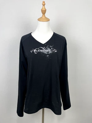 Mammut 黑色长袖 Big Logo 女式 V 领衬衫 XL 码 — 第 1/4 张图片