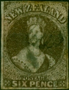 Nuova Zelanda 1862 6D Nero-Marrone SG85 Carta Pelure Buono Usato Assottigliato - Foto 1 di 1