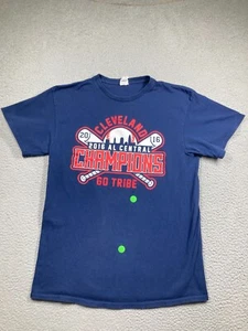 2016 Cleveland Indians T Shirt Adult Medium Blue AL Central Champions STAINS - Picture 1 of 14