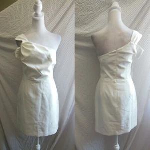 NWT MILLY Ecru PEYTON One Shoulder COCKTAIL Mini DRESS 10 - Picture 1 of 6
