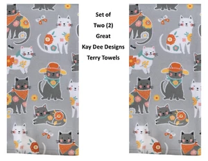 Juego de 2 toallas de rizo de doble propósito KAY DEE DESIGNS Cat Patch R4660 ~ algodón de 16 x 26 - Imagen 1 de 1