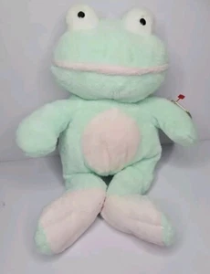 Vintage 2002 Ty Pluffies Grins Pastellgrün Frosch Stofftier Sitzsack Plüsch 9 Zoll - Bild 1 von 10