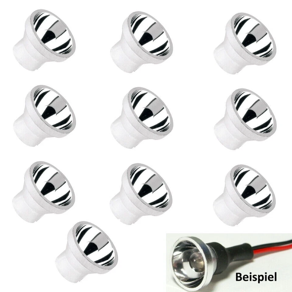 LED Reflektor 12mm für 5mm LEDs als Flutlichtstrahler Scheinwerfer 10 Stück S103 - Bild 1 von 4