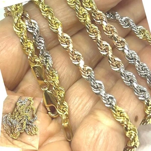 GoLD 14k ROPE Chain yellow white rose tri SEMI SOLID 3.5mm 26" inch ask 24 22 20 - Picture 1 of 12