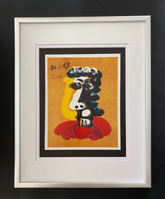 巴勃罗·毕加索 + 仿真肖像 + 1973 年签名印刷品 + 安装在新框架 $ — 第 1/3 张图片