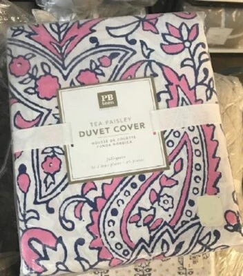 Pottery Barn Tea Paisley Duvet Cover Twin Pink Blue Juicy Couture Palm Beach 🦩 - Image 1 of 2