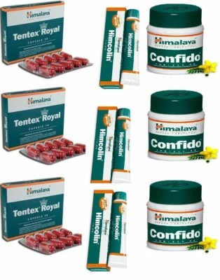 Combo- Himalaya Herbal TENTEX ROYAL 30 caps + HIMCOLIN Gel 30g 3pc + CONFIDO 3pc - Изображение 1 из 2